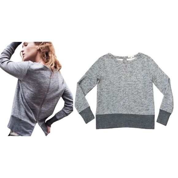 Madewell Sweater Women’s Size XS Crewneck Zip Up Back Minimalist Neutral Gray - Picture 1 of 11